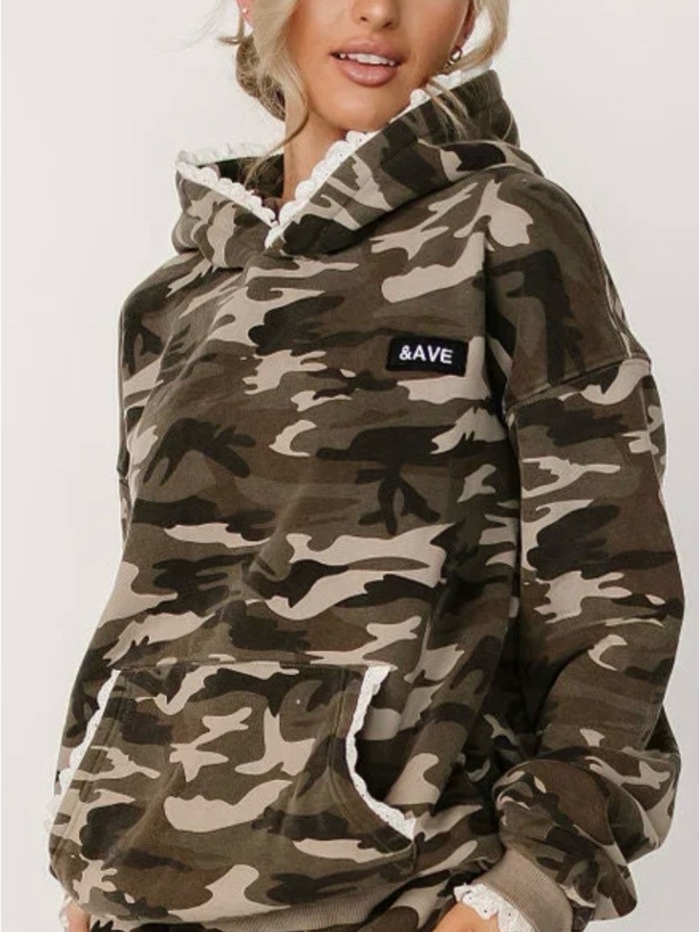 Ampersand Ave Comfort Zone Hoodie Camo Lace